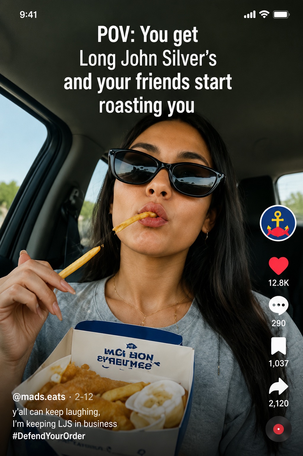POV: you get Long John Silver's and your friends start roasting you.