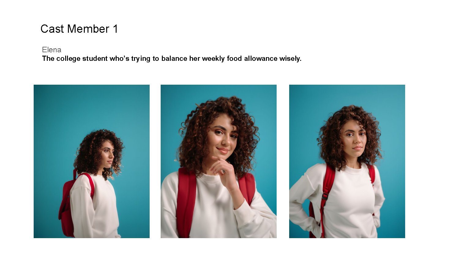 AI casting: Elena, the college student balancing her weekly food budget