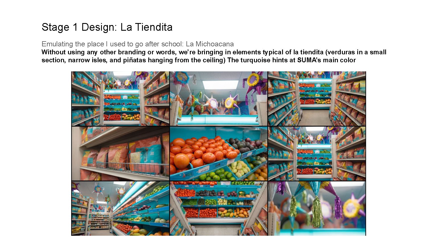 Stage design: La Tiendita, AI-generated scenes built to feel culturally familiar